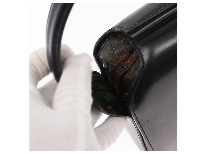 Céline Borsa a mano CELINE in pelle nera e oro Auth ki6217 Nero D'oro - vista 9