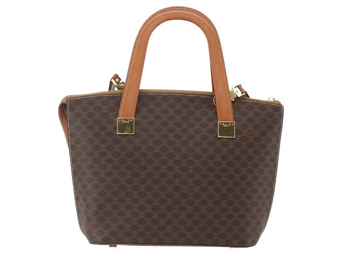 Céline Borsa a mano in tela Macadam CELINE in pelle PVC 2 in 1 marrone oro Auth ep12312 D'oro - vista 13
