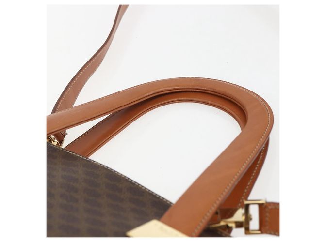 Céline Borsa a mano in tela Macadam CELINE in pelle PVC 2 in 1 marrone oro Auth ep12312 D'oro - vista 14