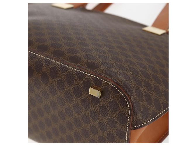 Céline Borsa a mano in tela Macadam CELINE in pelle PVC 2 in 1 marrone oro Auth ep12312 D'oro - vista 16
