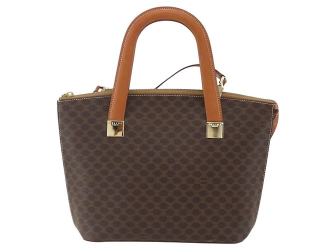 Céline Borsa a mano in tela Macadam CELINE in pelle PVC 2 in 1 marrone oro Auth ep12312 D'oro - vista 2