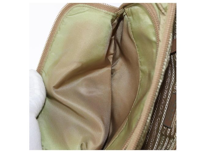 PRADA Shoulder Bag Nylon Beige Silver Auth ki6222 Silvery - view 10