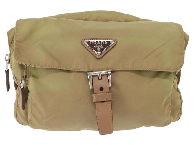 PRADA Shoulder Bag Nylon Beige Silver Auth ki6222 Silvery - view 13