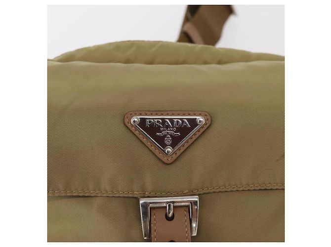 PRADA Shoulder Bag Nylon Beige Silver Auth ki6222 Silvery - view 19