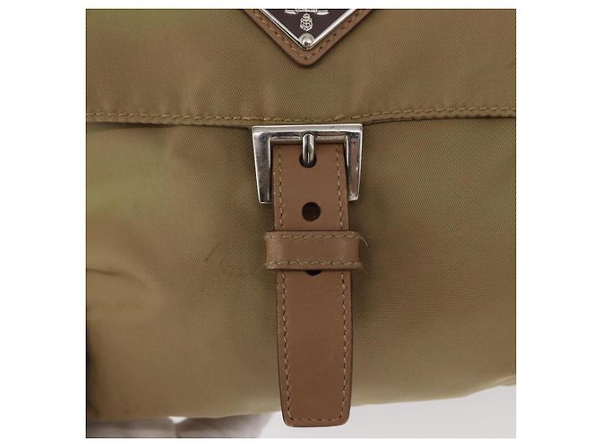 PRADA Shoulder Bag Nylon Beige Silver Auth ki6222 Silvery - view 20