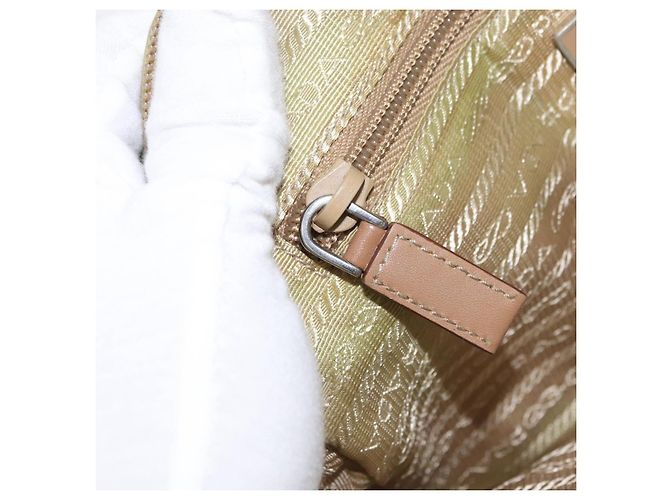 PRADA Shoulder Bag Nylon Beige Silver Auth ki6222 Silvery - view 25