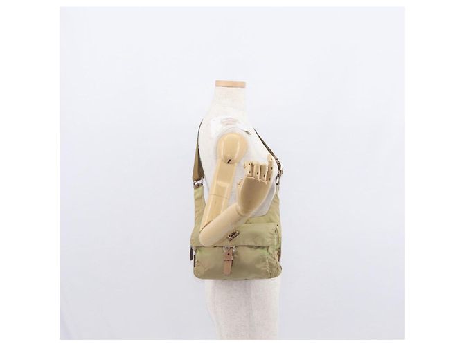 PRADA Shoulder Bag Nylon Beige Silver Auth ki6222 Silvery - view 27