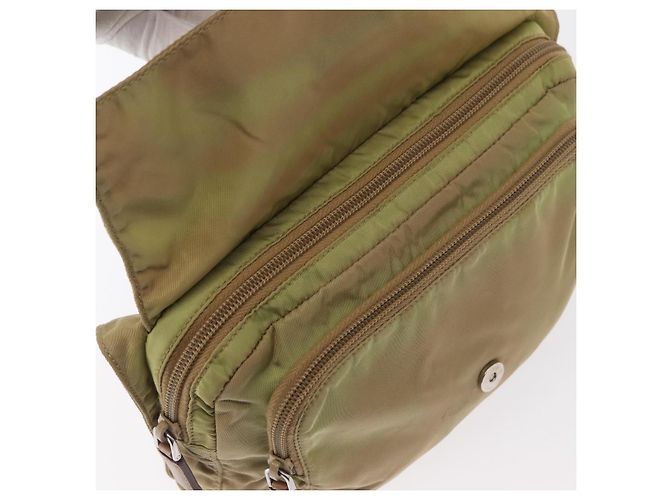 PRADA Shoulder Bag Nylon Beige Silver Auth ki6222 Silvery - view 8