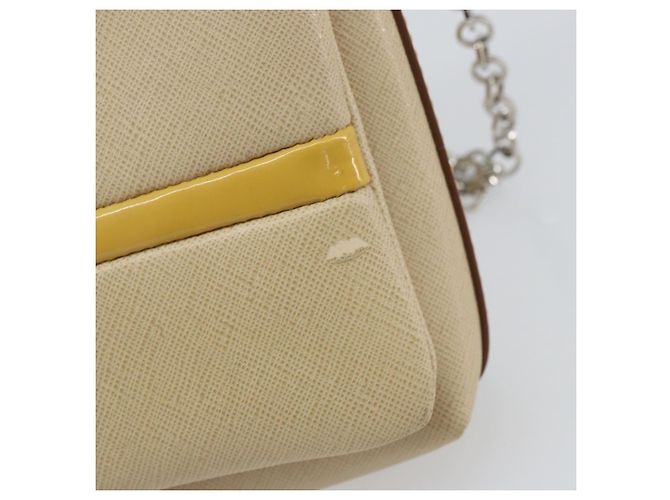 Borsa a Spalla Vala Chain in Pelle Beige Argento Auth BA8967 di Salvatore Ferragamo - vista 10