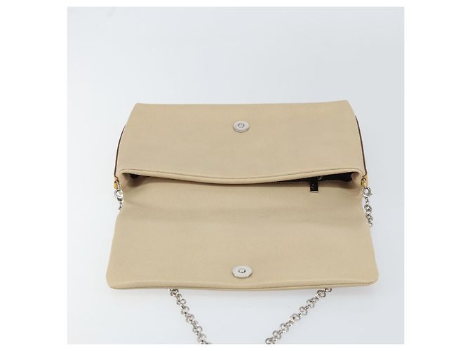 Borsa a Spalla Vala Chain in Pelle Beige Argento Auth BA8967 di Salvatore Ferragamo - vista 18
