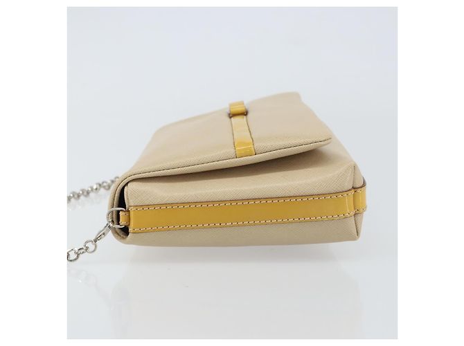 Borsa a Spalla Vala Chain in Pelle Beige Argento Auth BA8967 di Salvatore Ferragamo - vista 4