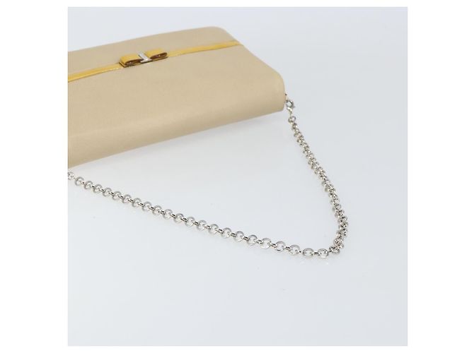 Borsa a Spalla Vala Chain in Pelle Beige Argento Auth BA8967 di Salvatore Ferragamo - vista 7