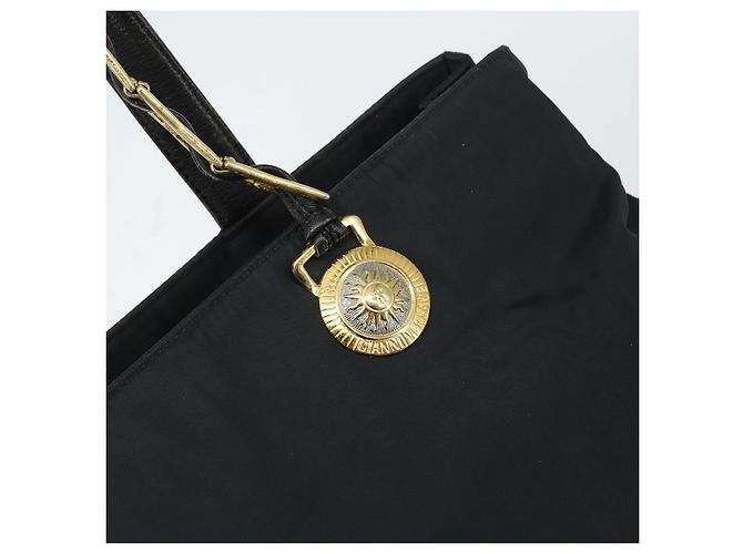 Borsa Tote Gianni Versace in nylon nero e oro Auth BA8787 D'oro - vista 10