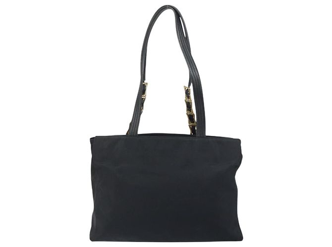 Borsa Tote Gianni Versace in nylon nero e oro Auth BA8787 D'oro - vista 2