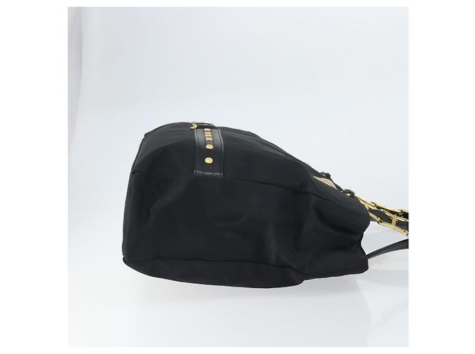 Borsa Tote Gianni Versace in nylon nero e oro Auth BA8787 D'oro - vista 3