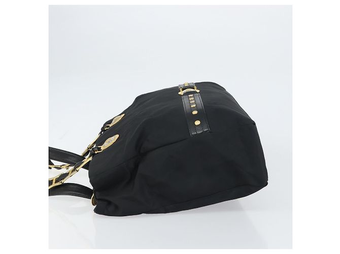 Borsa Tote Gianni Versace in nylon nero e oro Auth BA8787 D'oro - vista 4