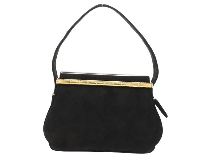 CHANEL Borsa Matelassé in Suede Nera Oro CC Auth 157875V Nero D'oro - vista 13