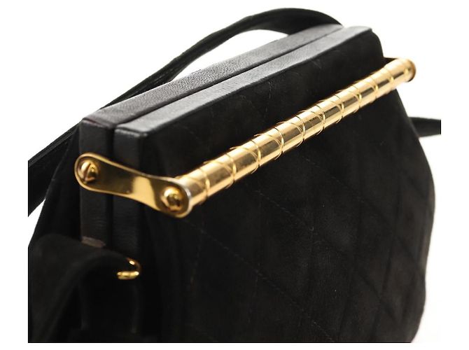 CHANEL Borsa Matelassé in Suede Nera Oro CC Auth 157875V Nero D'oro - vista 20