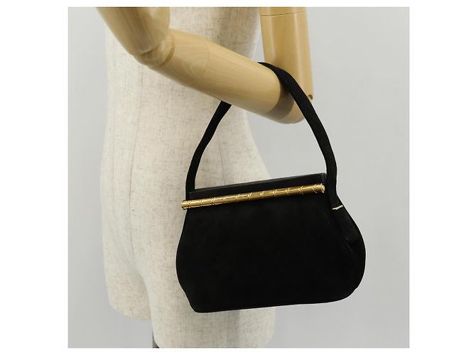 CHANEL Borsa Matelassé in Suede Nera Oro CC Auth 157875V Nero D'oro - vista 27