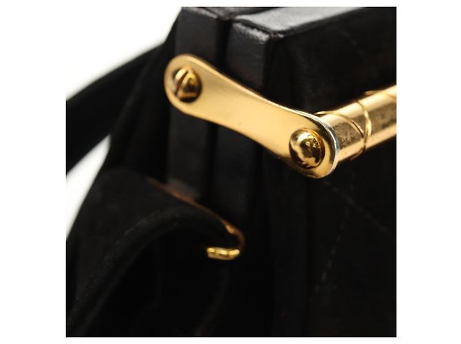CHANEL Borsa Matelassé in Suede Nera Oro CC Auth 157875V Nero D'oro - vista 9