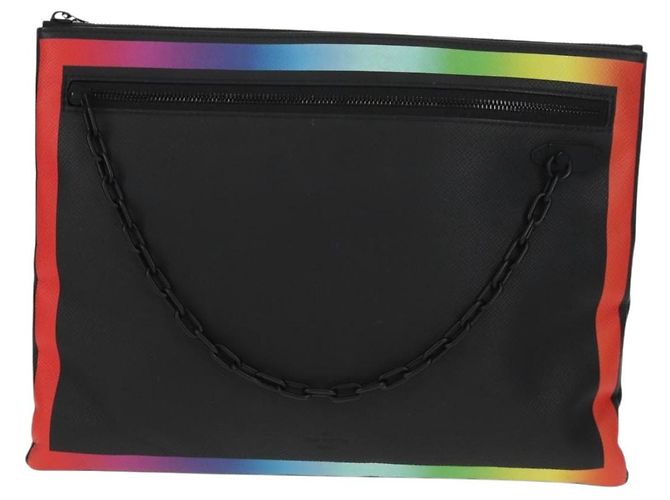LOUIS VUITTON taiga arcobaleno Pochette A4 Borsa Nera M30347 LV Auth 157880M Nero - vista 13