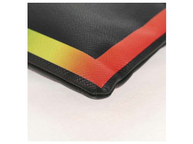 LOUIS VUITTON taiga arcobaleno Pochette A4 Borsa Nera M30347 LV Auth 157880M Nero - vista 16