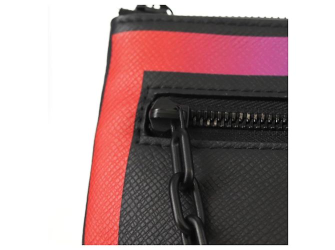 LOUIS VUITTON taiga arcobaleno Pochette A4 Borsa Nera M30347 LV Auth 157880M Nero - vista 18