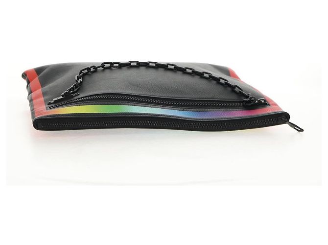 LOUIS VUITTON taiga arcobaleno Pochette A4 Borsa Nera M30347 LV Auth 157880M Nero - vista 5