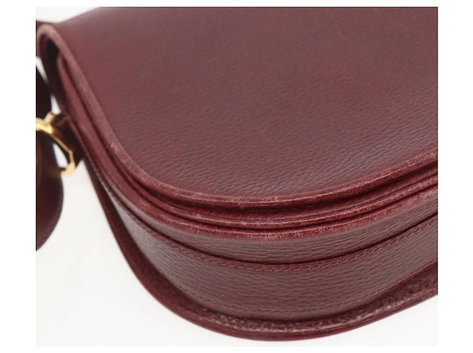Cartier Borsa a spalla Must Line in pelle bordeaux e oro Auth mr1721 D'oro Bordò - vista 11