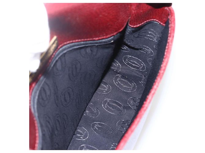 Cartier Borsa a spalla Must Line in pelle bordeaux e oro Auth mr1721 D'oro Bordò - vista 17