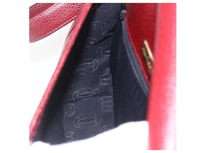 Cartier Borsa a spalla Must Line in pelle bordeaux e oro Auth mr1721 D'oro Bordò - vista 18