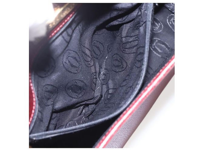 Cartier Borsa a spalla Must Line in pelle bordeaux e oro Auth mr1721 D'oro Bordò - vista 19