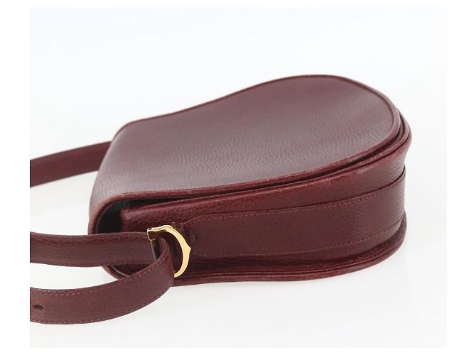 Cartier Borsa a spalla Must Line in pelle bordeaux e oro Auth mr1721 D'oro Bordò - vista 4