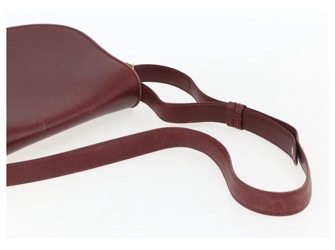 Cartier Borsa a spalla Must Line in pelle bordeaux e oro Auth mr1721 D'oro Bordò - vista 7