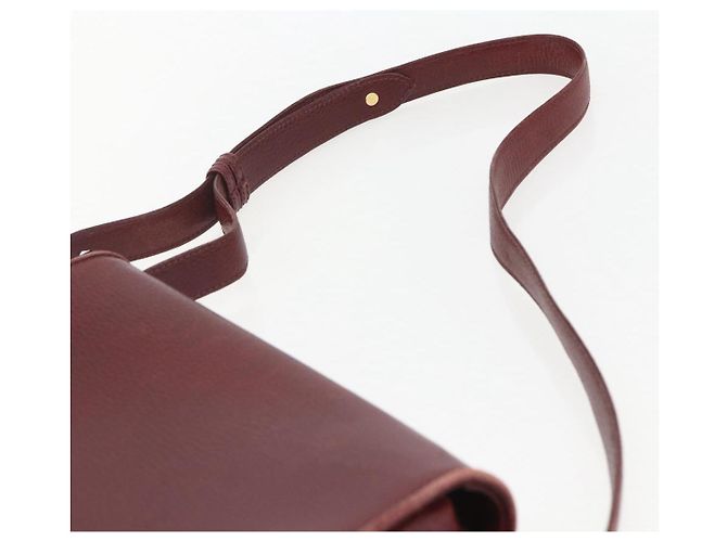 Cartier Borsa a spalla Must Line in pelle bordeaux e oro Auth mr1721 D'oro Bordò - vista 8