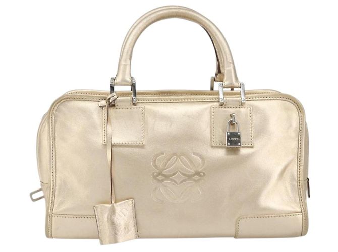 LOEWE Anagram Americana 28 Bolso de mano de cuero tono dorado Auth ep12399 - vista 13