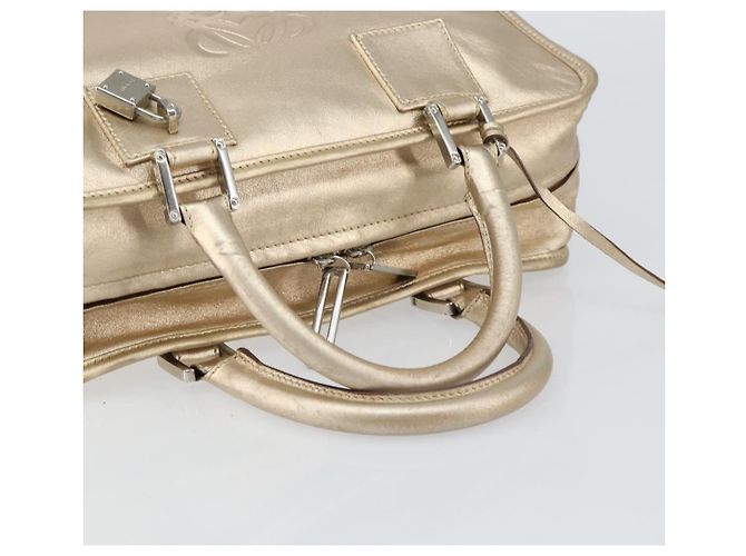 LOEWE Anagram Americana 28 Bolso de mano de cuero tono dorado Auth ep12399 - vista 7