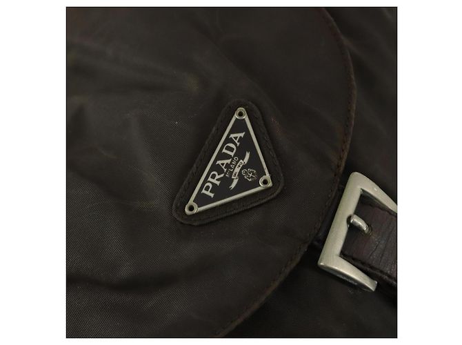 PRADA Backpack Nylon Brown Silver Auth 151544 Silvery - view 20