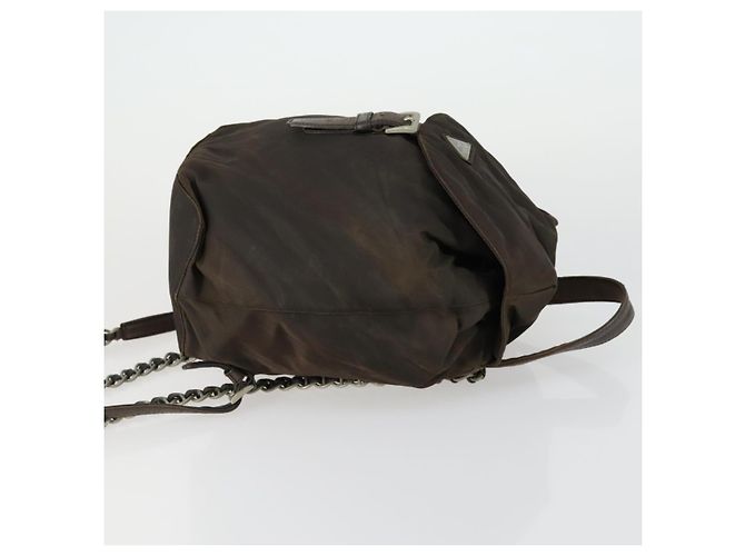 PRADA Backpack Nylon Brown Silver Auth 151544 Silvery - view 3