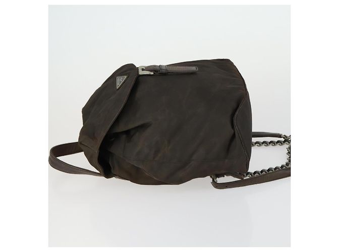 PRADA Backpack Nylon Brown Silver Auth 151544 Silvery - view 4