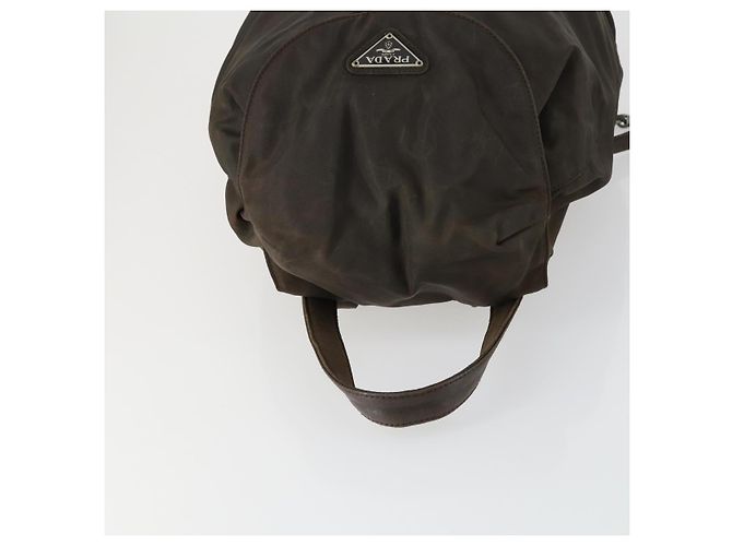 PRADA Backpack Nylon Brown Silver Auth 151544 Silvery - view 6