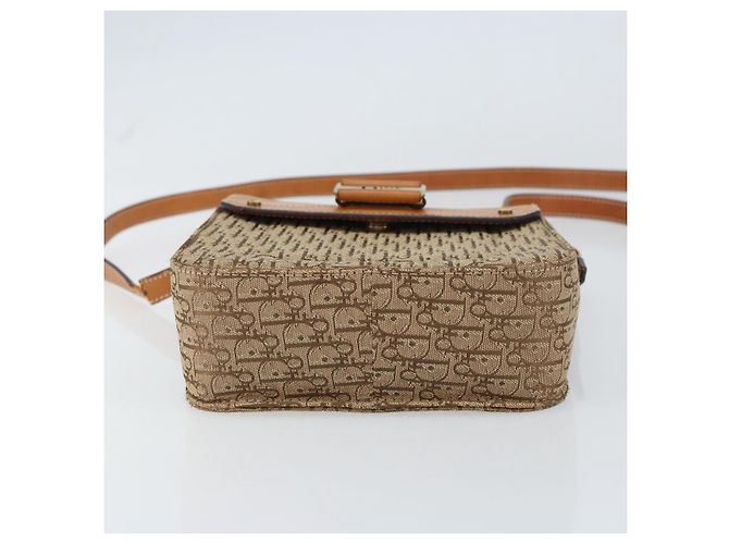 Borsa a Spalla in Tela Trotter Christian Dior Marrone Oro Auth 158816 D'oro - vista 11