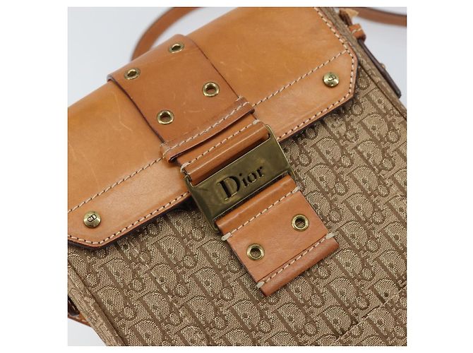 Borsa a Spalla in Tela Trotter Christian Dior Marrone Oro Auth 158816 D'oro - vista 16