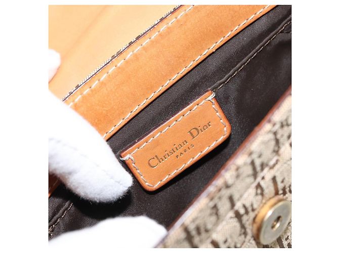 Borsa a Spalla in Tela Trotter Christian Dior Marrone Oro Auth 158816 D'oro - vista 18