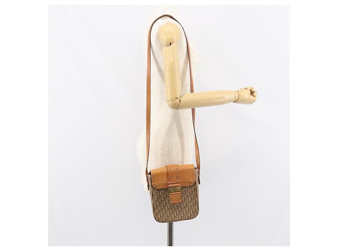 Borsa a Spalla in Tela Trotter Christian Dior Marrone Oro Auth 158816 D'oro - vista 24