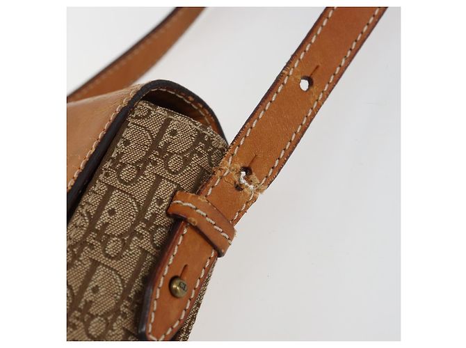 Borsa a Spalla in Tela Trotter Christian Dior Marrone Oro Auth 158816 D'oro - vista 9