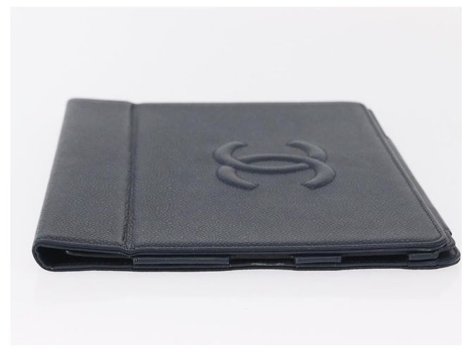 Custodia per iPad CHANEL in pelle caviar blu navy CC Auth BA8862 - vista 4
