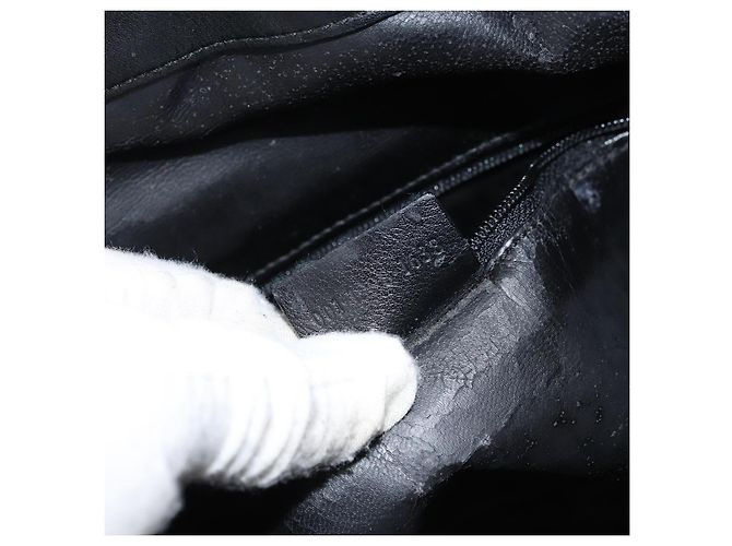 Bolsa de mão em couro Gucci Bamboo 2way Preto Ouro 001 1998 1638 Auth BA8637 Dourado - vista 12
