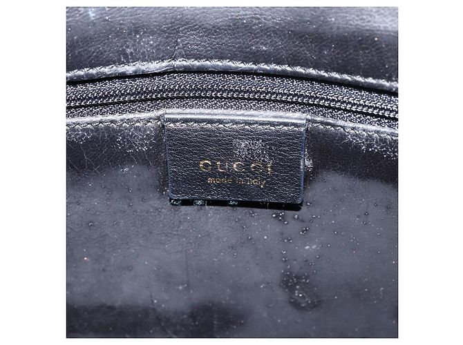 Bolsa de mão em couro Gucci Bamboo 2way Preto Ouro 001 1998 1638 Auth BA8637 Dourado - vista 18