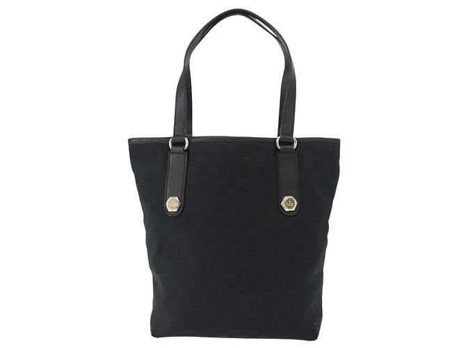 Borsa Tote GG Canvas Gucci Nera Oro 153009 Auth 156794 Nero D'oro - vista 2